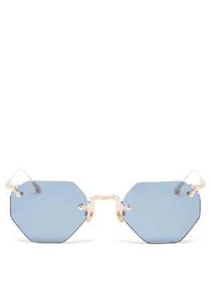 Matsuda - Rimless Hexagonal Metal Sunglasses - Mens - Blue - ONE SIZE