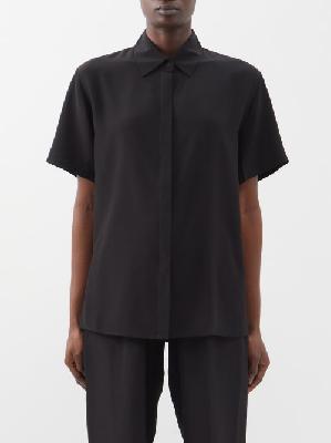Matteau - Silk-crepe Short-sleeved Shirt - Womens - Black - 2