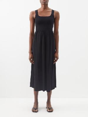 Matteau - Square-neckline Knitted-bodice Dress - Womens - Black - 1