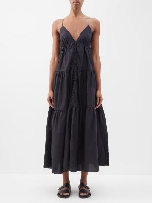 Matteau - Triangle-cup Organic-cotton Maxi Dress - Womens - Black - 2