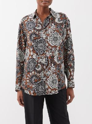 Matteau - Floral-print Organic-silk Crepe De Chine Shirt - Womens - Brown Multi - 1