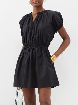 Matteau - Cocoon Organic-cotton Mini Dress - Womens - Black - 1