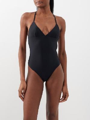 Matteau - Crossover Halterneck Swimsuit - Womens - Black - 4