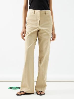 Matteau - Organic Cotton-blend Relaxed-leg Trousers - Womens - Beige - 1
