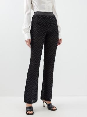 Missoni - Zigzag Knitted Lurex Trousers - Womens - Black Silver - 36 IT