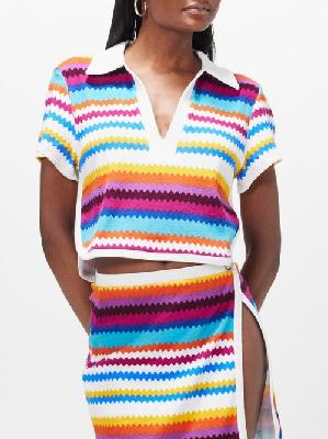 Missoni - Zigzag-print Cotton-blend Terry Cropped Top - Womens - Multi - 38 IT