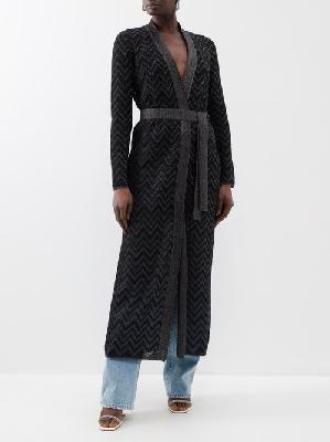 Missoni - Zig-zag Belted Knit Long Cardigan - Womens - Silver Black - 36 IT