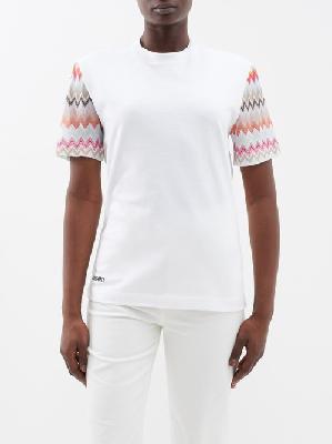 Missoni - Zigzag-sleeved Cotton T-shirt - Womens - White Multi - L