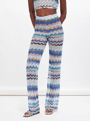Missoni - High-rise Zigzag-knit Trousers - Womens - Blue Multi - 38 IT
