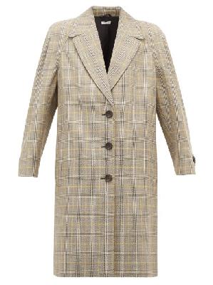 Miu Miu - Prince Of Wales-check Virgin Wool Coat - Womens - Beige Multi - 36 IT
