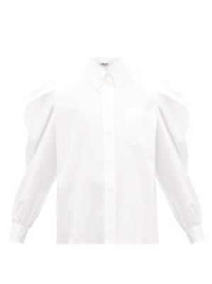 Miu Miu - Puff-sleeve Cotton-poplin Shirt - Womens - White - 36 IT