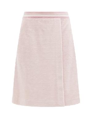Miu Miu - Striped-trim Cotton-blend Midi Skirt - Womens - Light Pink - 36 IT