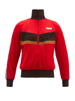 Miu Miu - High-neck Suede-striped Jersey Track Jacket - Womens - Red - 36 IT