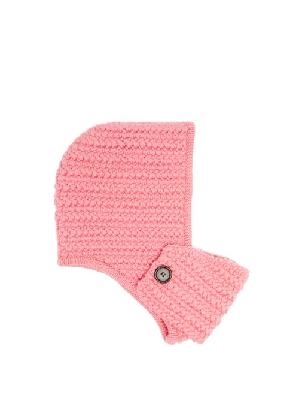 Miu Miu - Mask-front Crocheted Wool Hood Hat - Womens - Pink - M