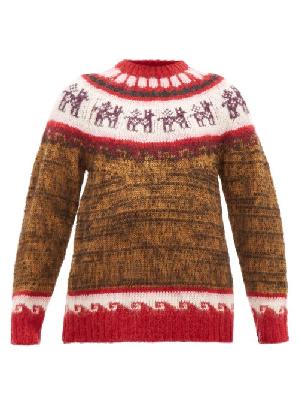 Miu Miu - Alpaca-jacquard Sweater - Womens - Brown Multi - 36 IT