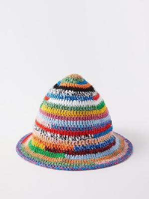 Miu Miu - Striped Crocheted Cotton Bucket Hat - Womens - Multi - ONE SIZE