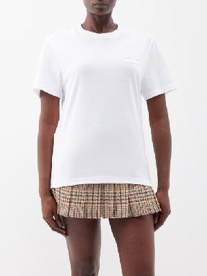 Miu Miu - Logo-appliqué Cotton-jersey T-shirt - Womens - White - L