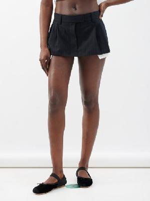Miu Miu - Pinstriped Virgin-wool Mini Skirt - Womens - Navy - 36 IT