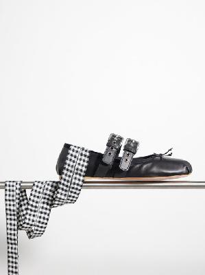 Miu Miu - Double-strap Leather Ballet Flats - Womens - Black - 36 EU/IT