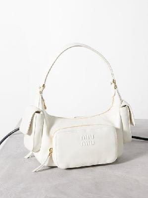 Miu Miu - Pocket Leather Handbag - Womens - White - ONE SIZE