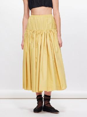 Molly Goddard - Matilda Taffeta Midi Skirt - Womens - Yellow - 10 UK