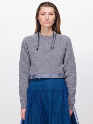 Molly Goddard - Katia Satin-trim Button-back Wool Sweater - Womens - Grey - L