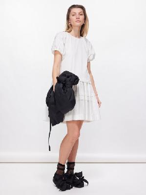 Molly Goddard - Alexa Puff-sleeve Pleated-cotton Mini Dress - Womens - White - 10 UK