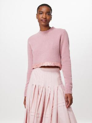 Molly Goddard - Katia Satin-trim Lambswool Sweater - Womens - Pink - XL
