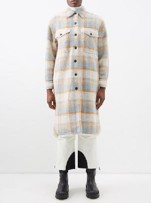 Moncler Grenoble - Vanay Check Felted-flannel Longline Jacket - Womens - Multi - 1