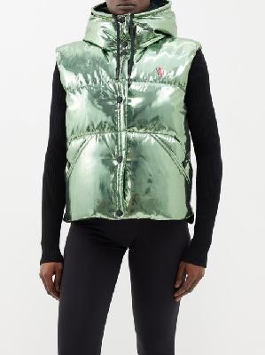 Moncler Grenoble - Ramees High-shine Quilted Down Gilet - Womens - Dark Green - 00