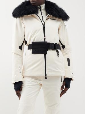 Moncler Grenoble - Vizelle Faux Fur-trim Quilted Down Ski Jacket - Womens - White Black - 0