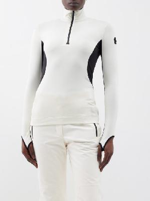 Moncler Grenoble - Zip-neck Ribbed Jersey Base-layer Top - Womens - White Black - M