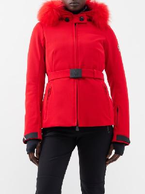 Moncler Grenoble - Bauges Shearling-trim Hooded Ski Jacket - Womens - Red - 0