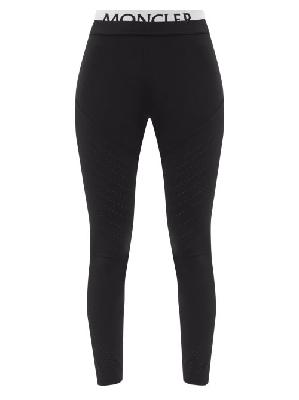 Moncler - Logo-waistband Jersey Leggings - Womens - Black - XS