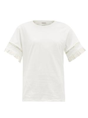 Moncler - Logo-trimmed Cotton-jersey T-shirt - Womens - White - XS