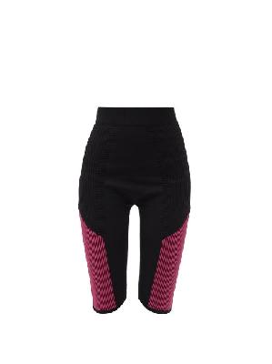 Moncler - Ribbed-panel Technical-jersey Cycling Shorts - Womens - Black - XS