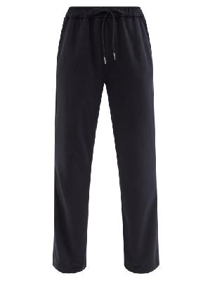 Moncler - Slim-leg Cotton-blend Velour Track Pants - Womens - Navy - 38 IT