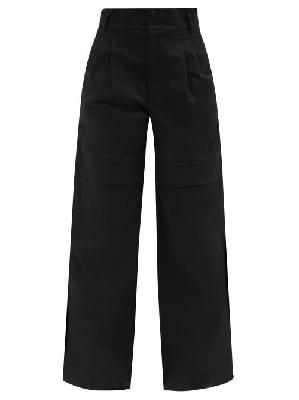 Moncler - High-rise Cotton Wide-leg Trousers - Womens - Black - 40 IT