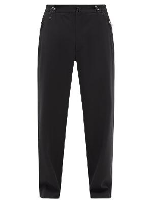Moncler - Drawstring-waist Wool-blend Wide-leg Trousers - Mens - Black - 44 EU/IT