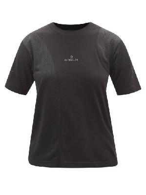 Moncler - Mesh-panel Cotton-jersey T-shirt - Womens - Black - XXS