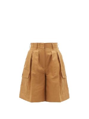 Moncler - High-rise Gabardine Shorts - Womens - Tan - 38 IT