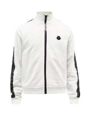Moncler - Logo-stripe Cotton-jersey Track Top - Mens - White - XS