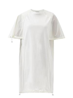 Moncler - Drawstring-toggle Shell-sleeved Cotton Dress - Womens - White - XXS