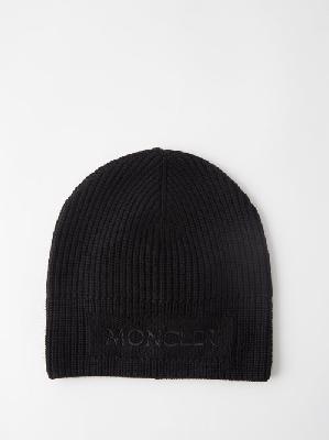 Moncler - Logo-embroidered Ribbed-wool Beanie - Mens - Black - ONE SIZE