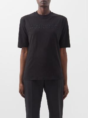 Moncler - Logo-embroidered Cotton-jersey T-shirt - Womens - Black - L