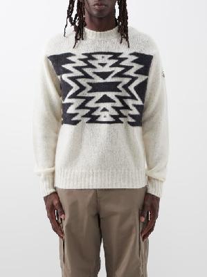 Moncler - Geometric-appliqué Sweater - Mens - White - S