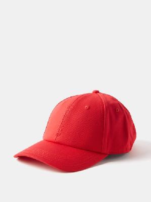 Moncler - Embroidered-logo Cotton-gabardine Baseball Cap - Mens - Dark Red - ONE SIZE