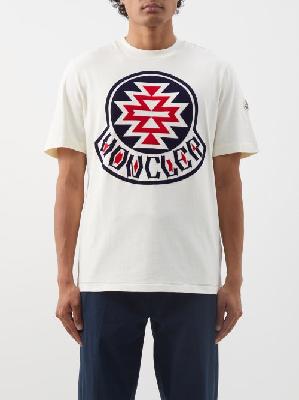 Moncler - Logo-flocked Cotton-jersey T-shirt - Mens - White - XS