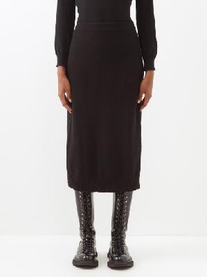 Moncler - Side-slit Cashmere-blend Midi Skirt - Womens - Black - XS