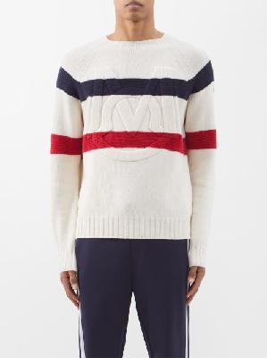 Moncler - Logo-embossed Striped Wool-blend Sweater - Mens - Cream Multi - 3XL